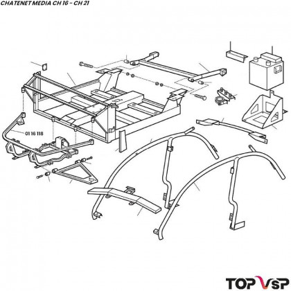 Berceau moteur avec insert sans patte de phare Chatenet Média - 0116118