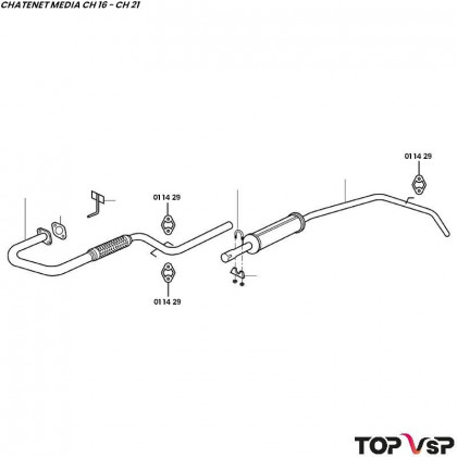 Silent bloc d'échappement Chatenet Média Ch 16 à Ch 46 - 011429