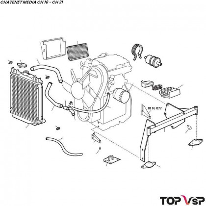 Support moteur Lombardini Focs avant droit Chatenet Média Barooder Speedino - 0116077