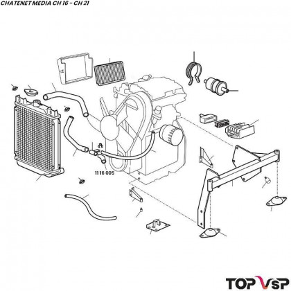 Durit inférieur radiateur Lombardini Focs Chatenet Média Barooder Speedino - 1116005