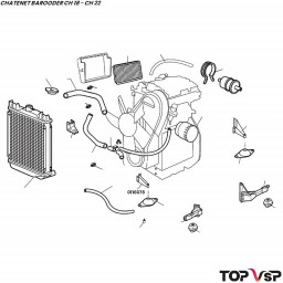 Support moteur Lombardini Focs avant gauche Chatenet Barooder pièces petite sans permis