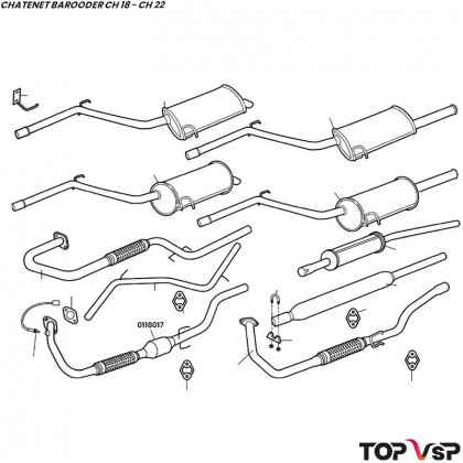 Echappement avant Lombardini Focs avec catalyseur Chatenet Barooder Speedino - 0118017