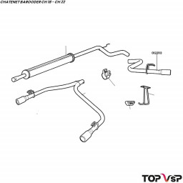 Tuyau arrière gauche sortie d'échappement chromé Chatenet Barooder Speedino - 0122113