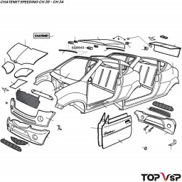 Platine centreur avant de hard top Chatenet Speedino - 0220043