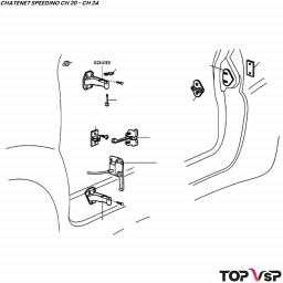 Charnière supérieure de porte gauche modifiée Chatenet Speedino - 0214118