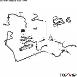 Tube frein avant droit sur maître cylindre Chatenet Speedino pièces détachées vsp origine
