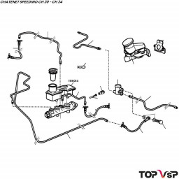 Réservoir maître cylindre double avec bouchon Chatenet Speedino pièces sans permis neuves