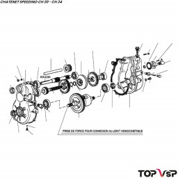 Arbre d'entrée intérieur boîte de vitesses Chatenet Speedino pièces détachées voitures sans permis