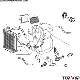 Durit inférieur radiateur/moteur Lombardini Focs Chatenet Speedino pièces détachées vsp