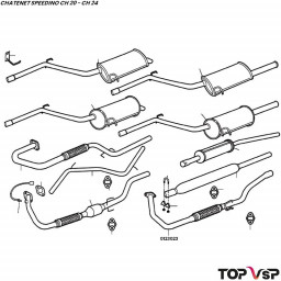 Flexible d'échappement avant pour Yanmar 2tne68 Chatenet Speedino pièces détachées vsp