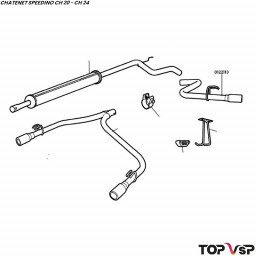 Tuyau arrière gauche sortie d'échappement chromé Chatenet Speedino pièces détachées vsp