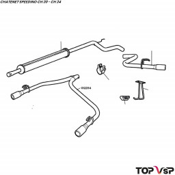 Tuyau double sortie gauche droit chromé Chatenet Speedino pièces détachées vsp car