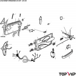 Montant support charnière de porte gauche Chatenet Speedino pièces détachées mini car vsp