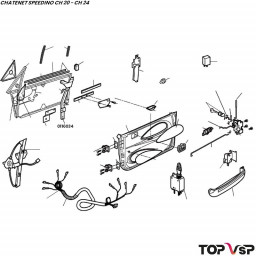 Montant support coulisse de vitre gauche Chatenet Speedino pièces détachées auto vsp