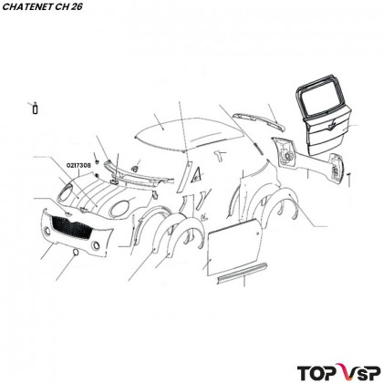 Capot brut à peindre en abs Chatenet ch 26 à Pick up ch 33 - 0217308