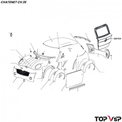 Hayon assemblé rouge Chatenet ch 26 à Break ch 32 - 0217331