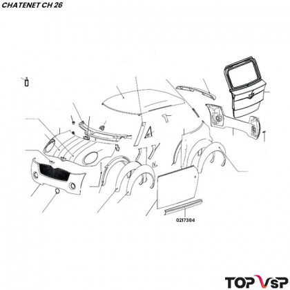 Bas de caisse droit gauche bleu Chatenet ch 26 à Pick up ch 33 - 0217384