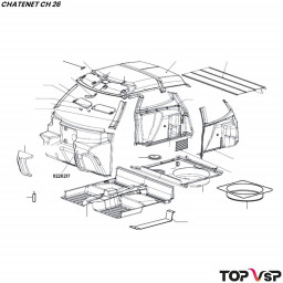 Tablier moteur avant gauche pour faisceau fusion Chatenet ch 26 à Sporteevo ch 39 - 0226217