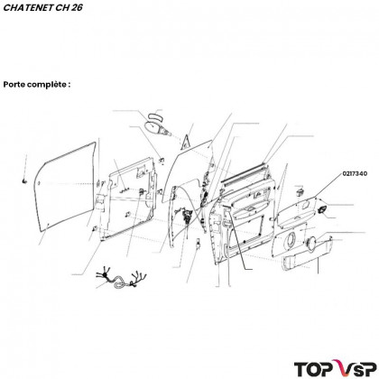 Médaillon de porte gauche pmma rouge Chatenet ch 26 à Pick up ch 33 - 0217340