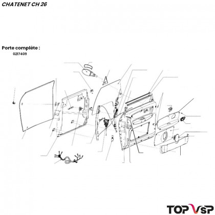 Porte complète gauche rouge Chatenet ch 26 à Sporteevo ch 39 - 0217409