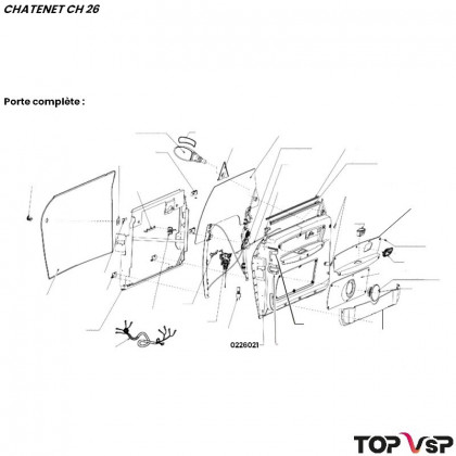 Doublure intérieure de porte gauche  noire abs Chatenet ch 26 à Sporteevo ch 39 - 0226021