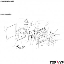 Charnière de porte droite avec axe Chatenet ch 26 à Sporteevo ch 39 - 0226074