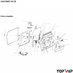 Charnière de porte droite avec axe Chatenet ch 26 à Sporteevo ch 39 - 0226074