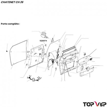 Charnière de porte droite avec axe Chatenet ch 26 à Sporteevo ch 39 - 0226074