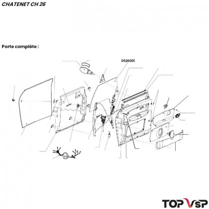 Vitre de porte gauche Chatenet ch 26 à Pick up ch 33 - 0526001