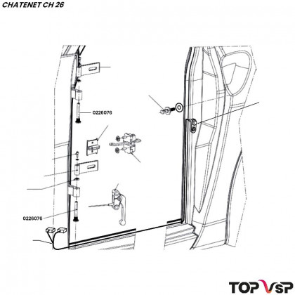 Axe charnière de porte et hayon Chatenet ch 26 à Sporteevo ch 39 - 0226076