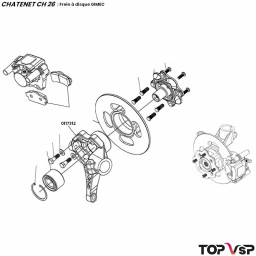 Porte moyeu avant gauche en aluminium Gimec Chatenet ch 26 à Sporteevo ch 39 - 0117312