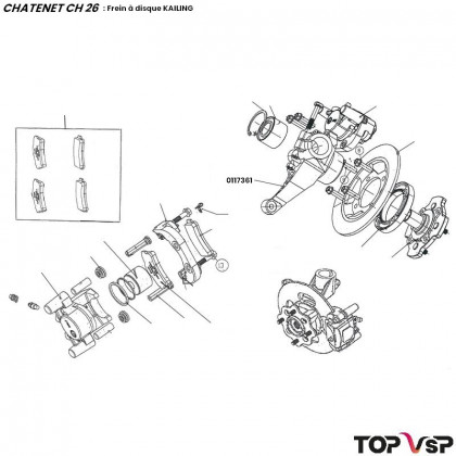 Porte moyeu nu avant gauche Kailing en aluminium Chatenet ch 26 à ch 46 - 0117361