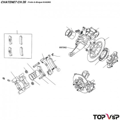 Porte moyeu nu avant droit Kailing en aluminium Chatenet ch 26 à ch 46 - 0117362