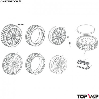 Roue complète pneu avec jante alu 14 pouces Chatenet ch 26 à Sporteevo ch 39 - 0417004