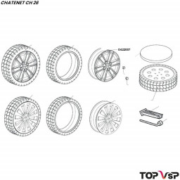 Roue jante alu 4.5x14 pouces Chatenet ch 26 pièces vsp car neuves d'origine