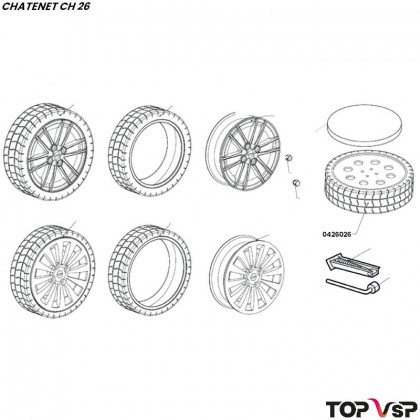 Roue de secours complète pneu 135 68 t avec jante 12 pouces Chatenet ch 26 à Sporteevo ch 39 - 0426026