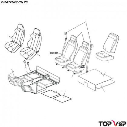 Siège droit tissu central rouge Chatenet ch 26 à Sporteevo ch 39 - 0326065