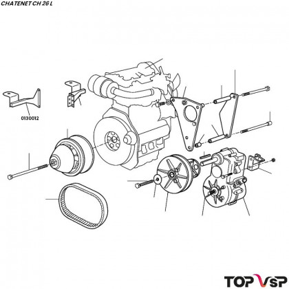 Support moteur avant gauche Lombardini Chatenet ch 26 l et ch 30 - 0130012