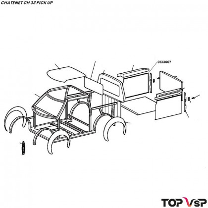 Tôle côté droit aluminium Chatenet ch 33 Pick up - 0133007