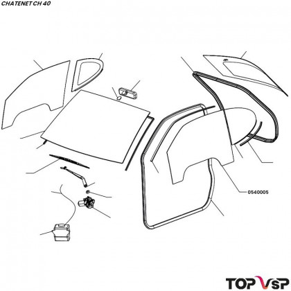 Vitre de porte gauche teintée vert Chatenet ch 40 et 46 - 0540005