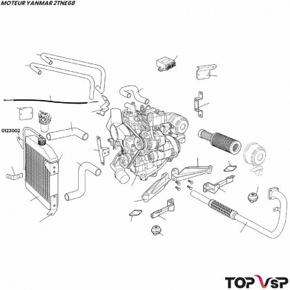 Support de radiateur supérieur avant pour Yanmar 2tne68 Chatenet - 0123002