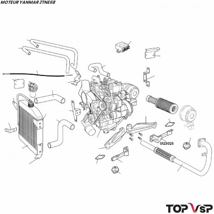 Support moteur avant gauche calandre 2007 pour Yanmar 2tne68 Chatenet barooder - 0123025