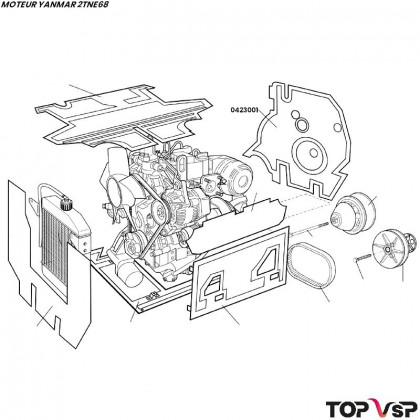 Joue latérale de variateur pour Yanmar 2tne68 Chatenet Barooder - 0423001