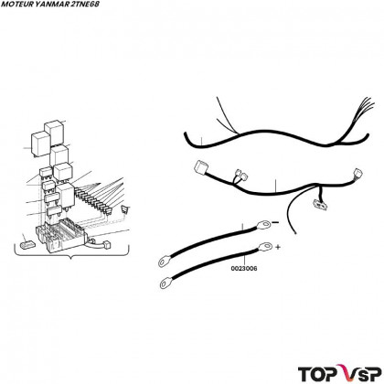 Câble de masse positif de batterie pour Yanmar 2tne68 Chatenet - 0023006