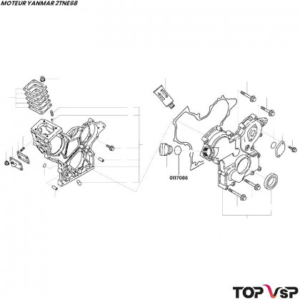 Joint de bouchon d'huile de remplissage Yanmar 2tne68 - 0117086