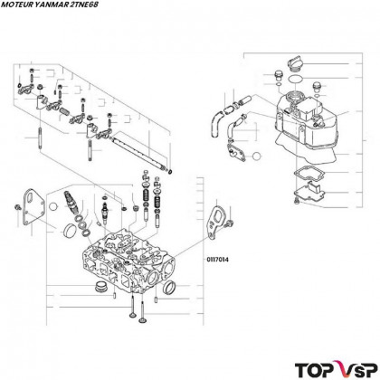 Culasse complète Yanmar 2tne68 - 0117014