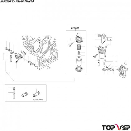 Filtre à gasoil complet Yanmar 2tne68 - 0117069