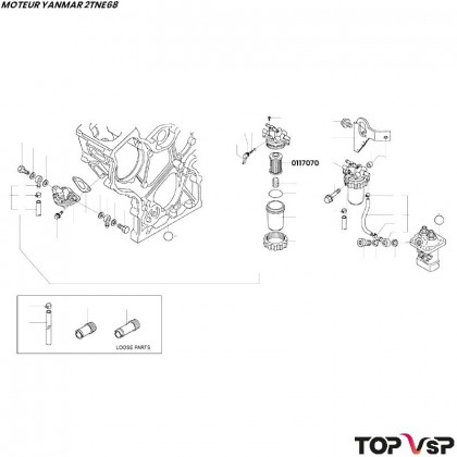 Filtre à gasoil Yanmar 2tne68 - 0117070