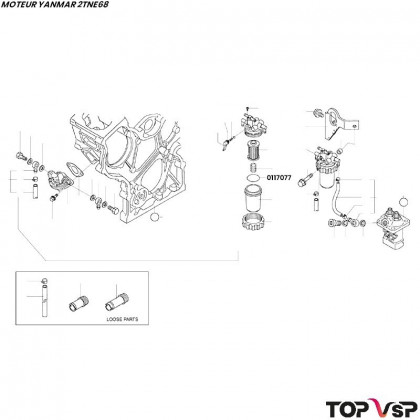 Joint torique de porte-filtre à gasoil Yanmar 2tne68 - 0117077