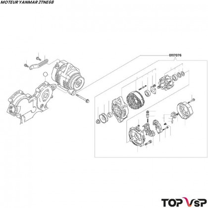 Alternateur complet pour Yanmar 2tne68 - 0117076